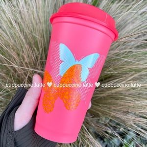 🦋NEW💗Starbucks 2022 Easter Coral Pink Butterflies Grande Reusable Hot Cup
